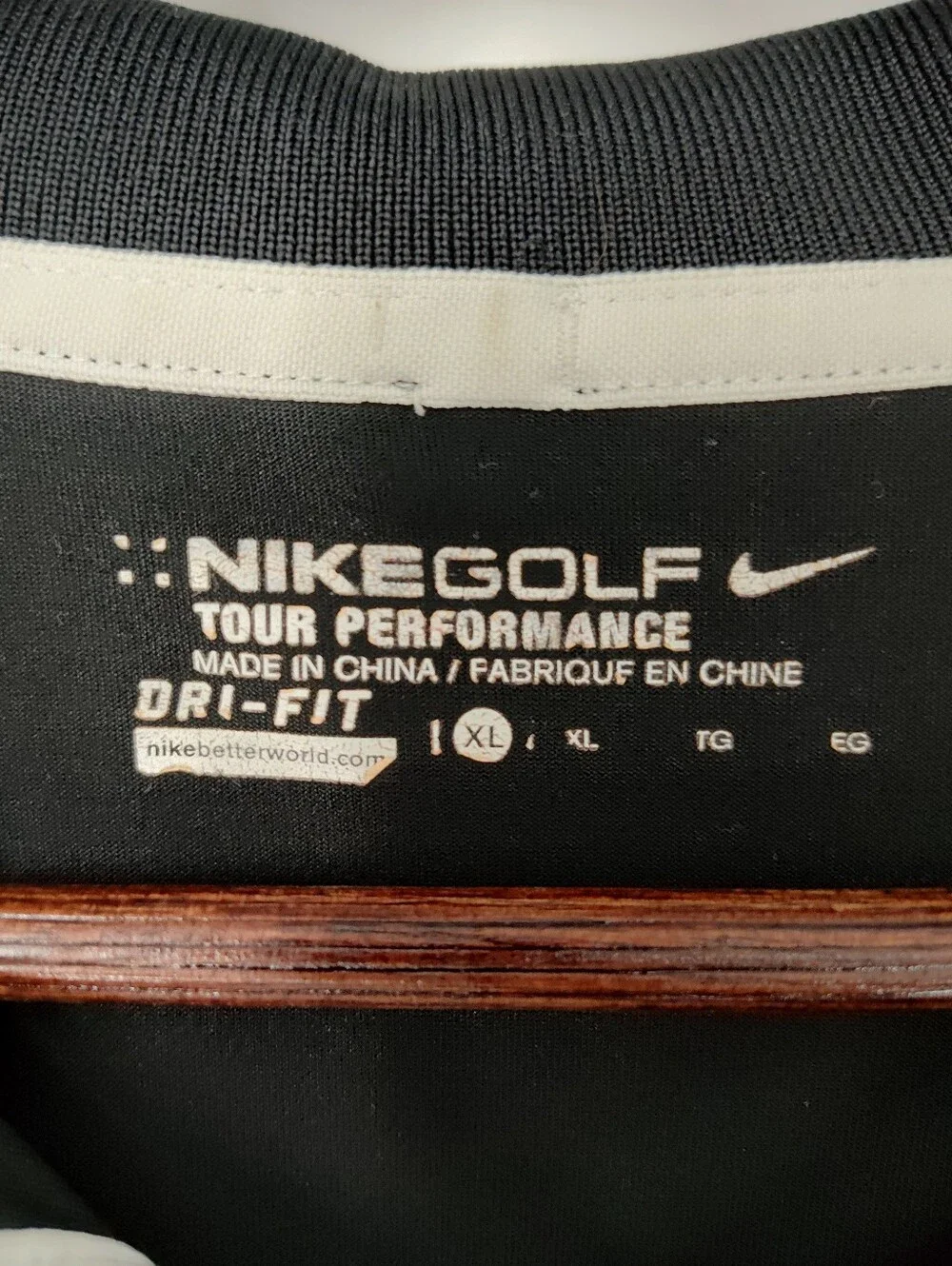 Nike Tour Performance Dri-Fit Men’s Black Polo with White Contrast Trim Size XL